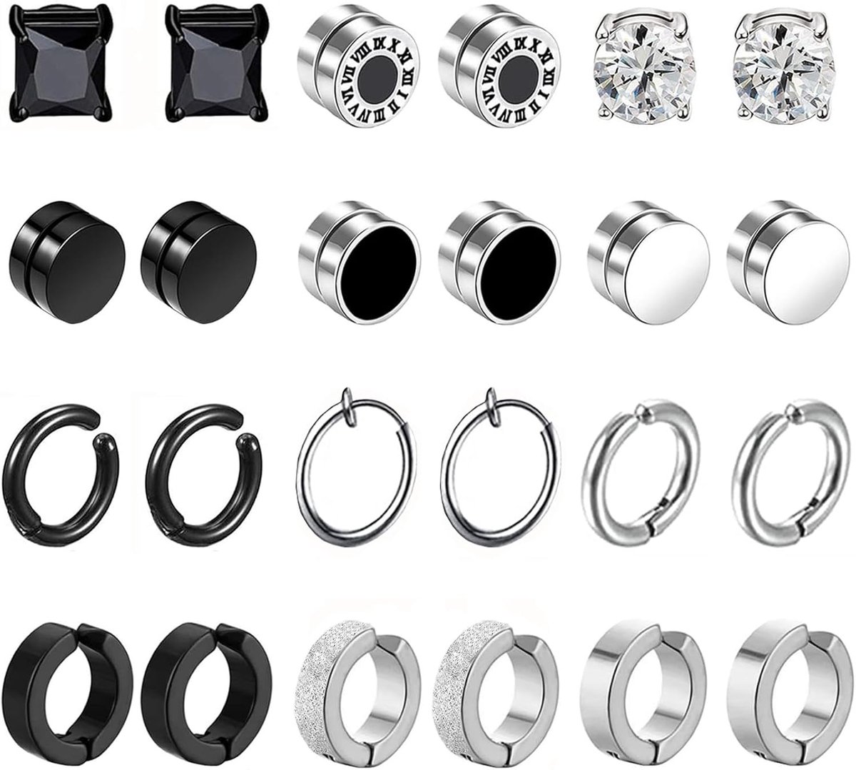 Nepoorbellen 12 Paar - Magnetisch RVS - Geen gaatjes - Stijlvolle accessoires voor mannen en vrouwen - SnelShoppen