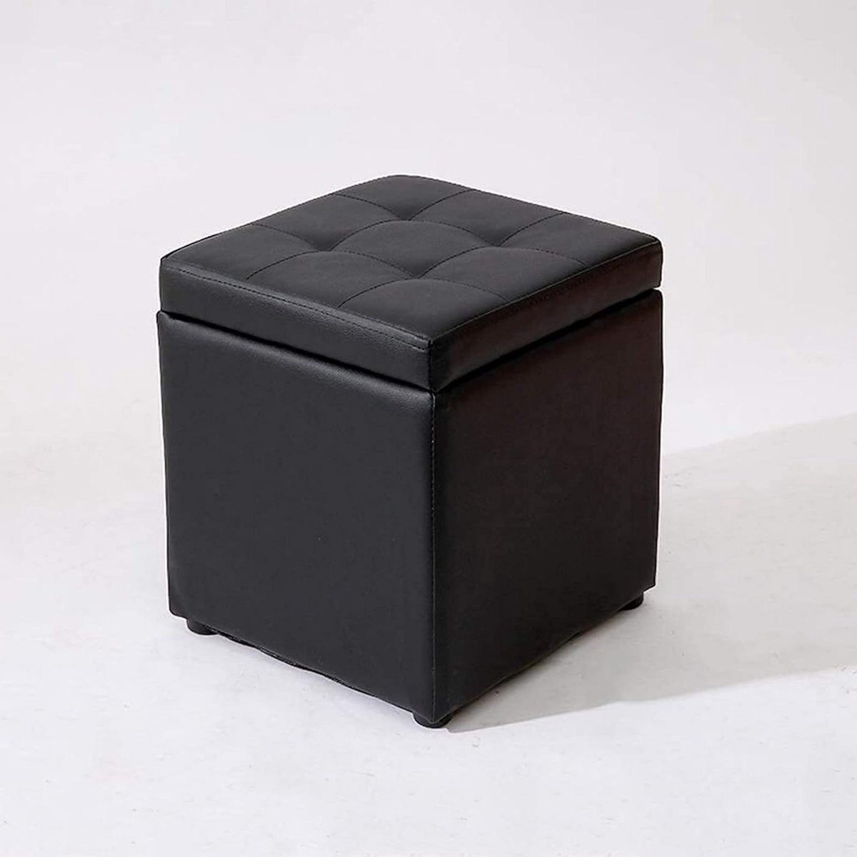 Voetenbank - Poef Kruk - Voeten Rusten - Met Opbergruimte - 30x30x35 cm - Zwart