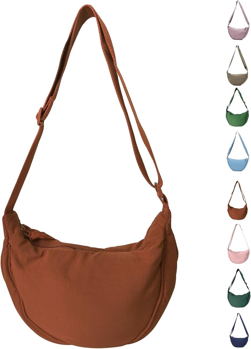 Crescent tas dames - nylon schoudertas - verstelbare band - ideaal voor dagelijks gebruik - SnelShoppen