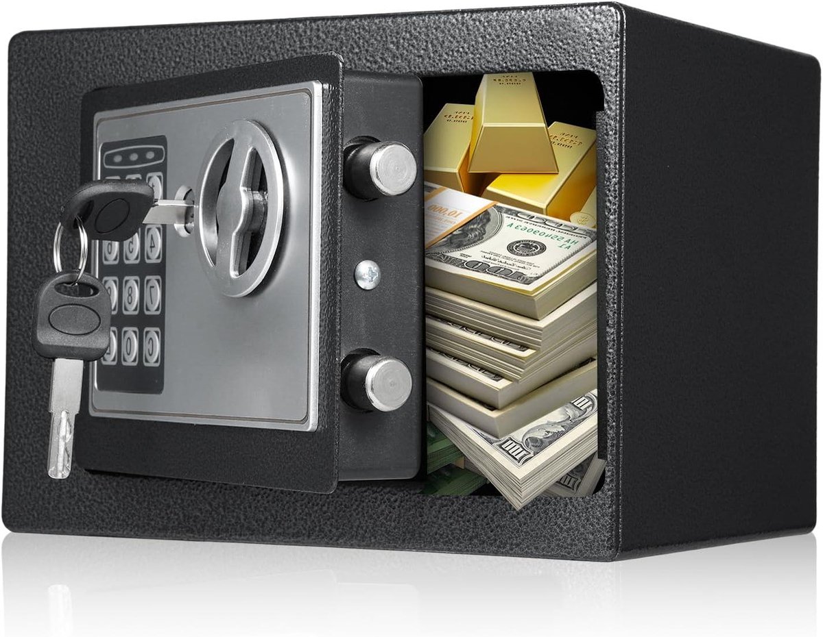 Kluis met Toetsenbord - Beveiligingsbox Documenten - Waardevolle Spullen Opbergen - Dubbel Alarm Systeem