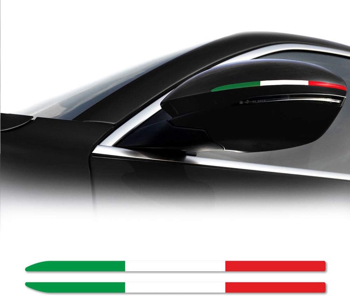 Sticker strips tricolor Italië - vinyl - voor Alfa Stelvio spiegels - Italiaanse uitstraling - ShopVlot