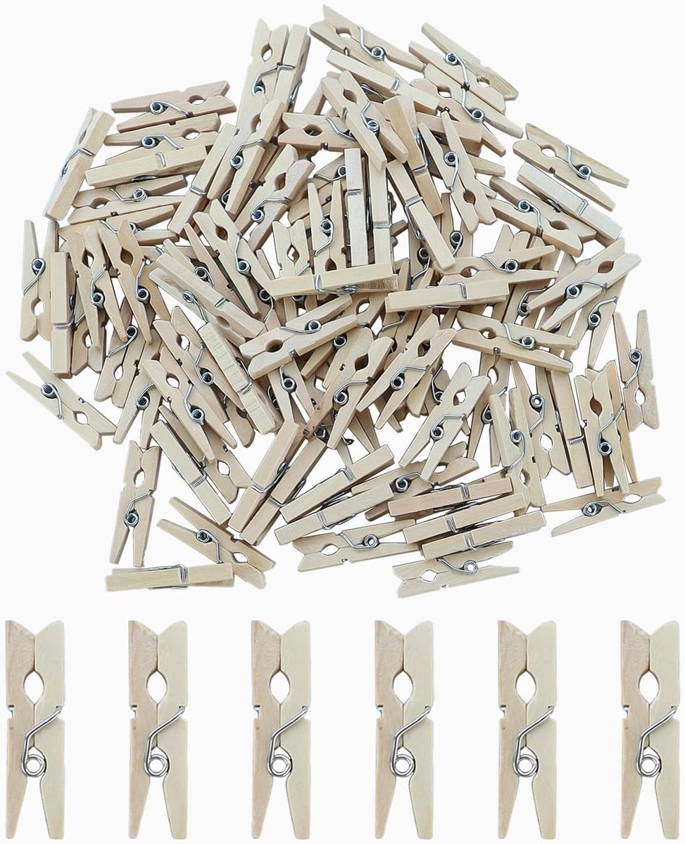 Houten Kledingknijpers 2,5 cm - Mini Decoratieve Clips - Natuurlijke Materialen - Ideaal voor Foto's - SnelShoppen