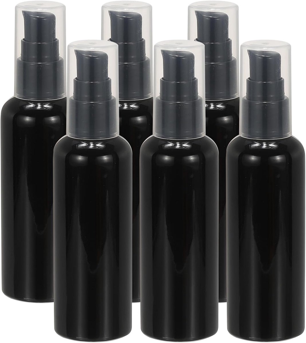 Reispompflessen, 6 stuks 3.4 oz (100 ml) lekvrije navulbare lege dispenser container knijpfles met pomp voor shampoo toiletartikelen lotion crème, zwart