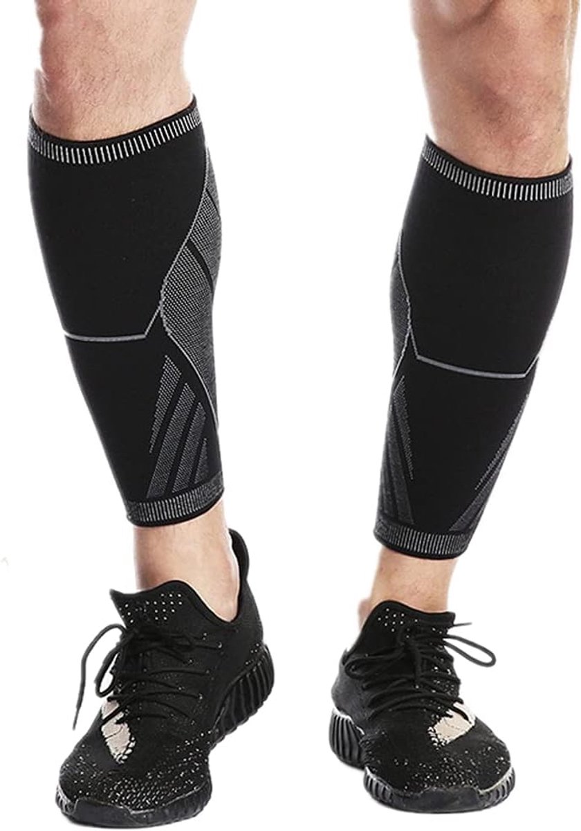 Kuitbandage, kuitsteun, compressie kuitmouwen, beenwarmers, verstelbare kuitsteun, compressiesokken zonder voet, voor sport, hardlopen, fietsen, crossfit, gym, tennis