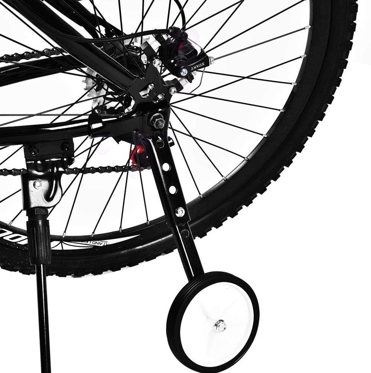 2 stuks/set universele steunwielen versnelling schakelaar fiets trainingswielen verstelbare trainingswielen kinderfiets accessoires voor kinderfietsen 16 tot 22 inch (zwart)