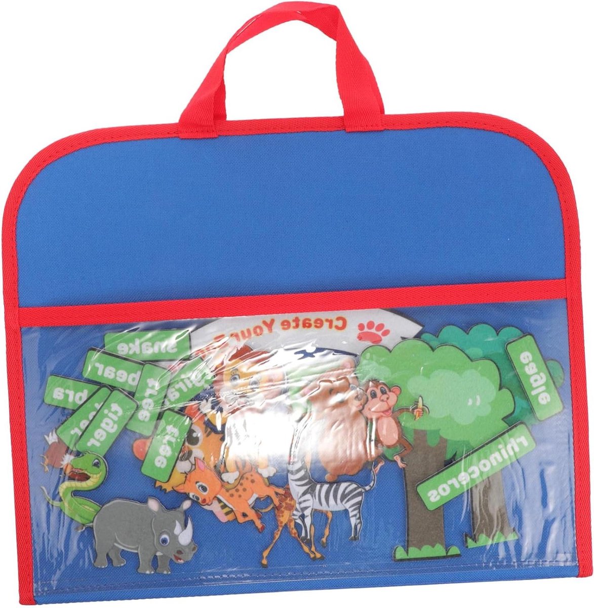 Educatief Viltbord - Verhaalbord Peuters - Fijne Motoriek Ontwikkelen - Met Plantdecoratie - 60 x 36 cm - Blauw