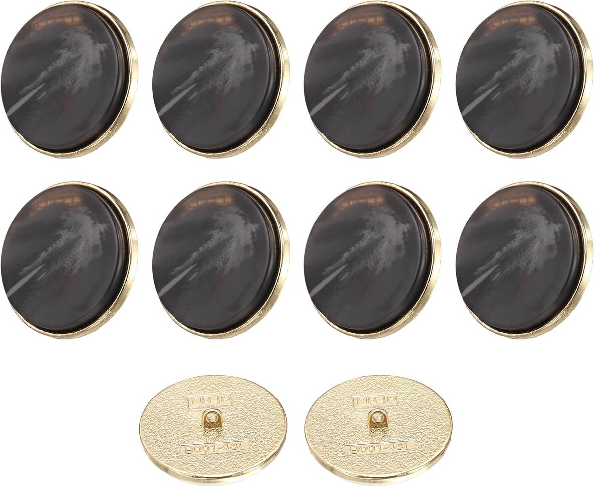 Knopen 30 mm buttons om aan te naaien, marmerpatroon, ronde knutselknopen, oogknopen voor kleding, broeken, mantels, jassen, decoreren handwerk, zelf maken, zwart