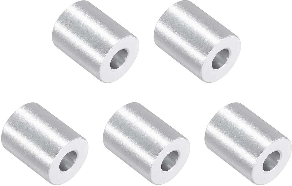 5 stuks aluminium afstandshulzen, 8 mm boring x 19 mm buitendiameter x 23,8 mm lengte, afstandhouderbus voor M8-schroeven, bouten en stangen, zilver