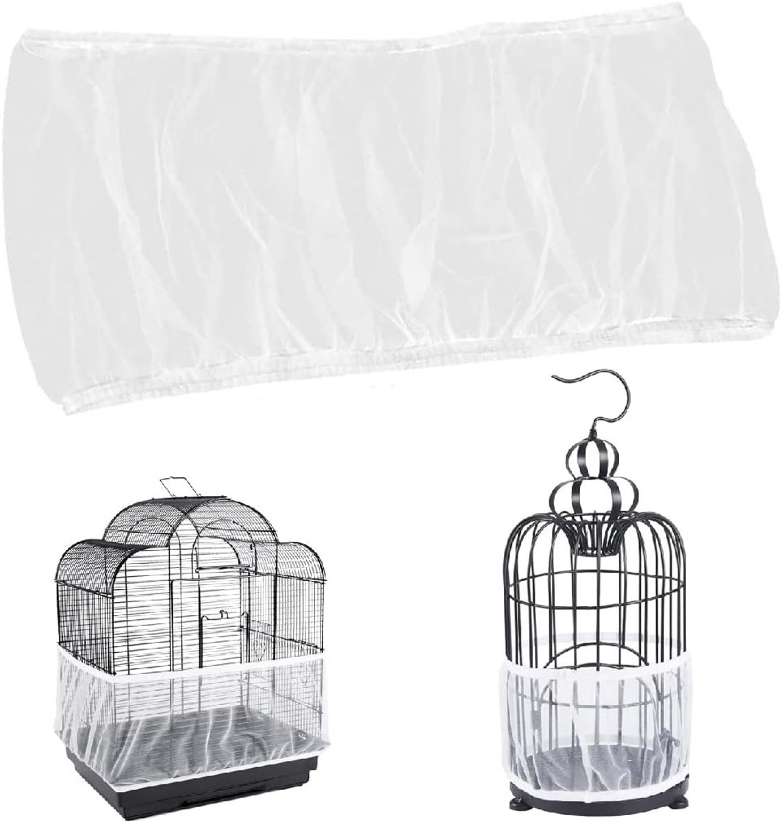 Afdekkingen voor vogelkooien, vogelkooi, vuilvanger, vogelkooi, zaadvanger, voor kooien met een omtrek van 100-170 cm, voor ronde vierkante kooi, wit, M