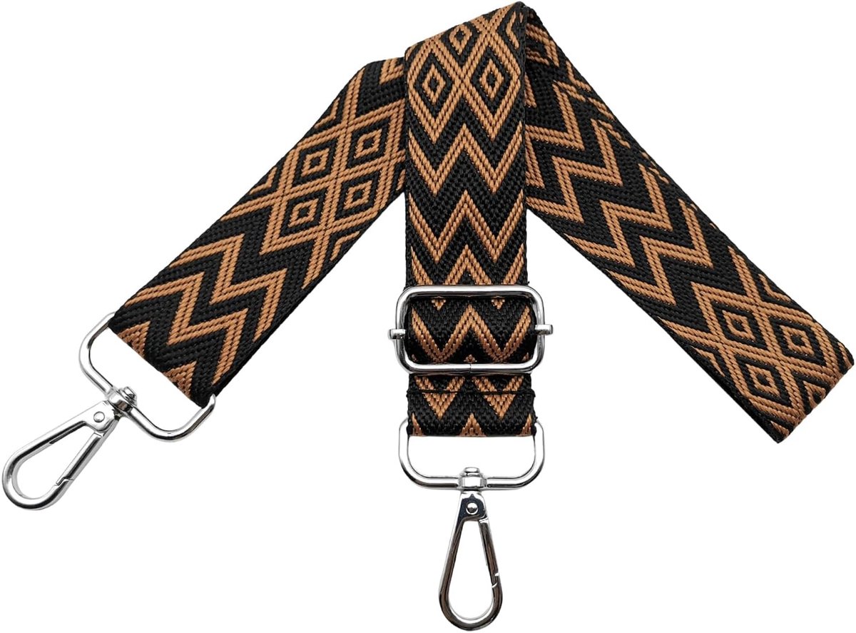 Tasriemen om te wisselen, verstelbare schouderriem voor tassen, tasriem breed, 3,8 cm, schouderriem met karabijnhaak, zilver, schouderriem voor dames, doe-het-zelf tas, zwart/bruin, X25