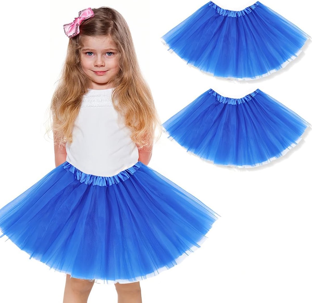 Rokken, feestrokken voor meisjes, balletrok, ballet, petticoat, balletjurk (koningsblauw, 3 lagen)
