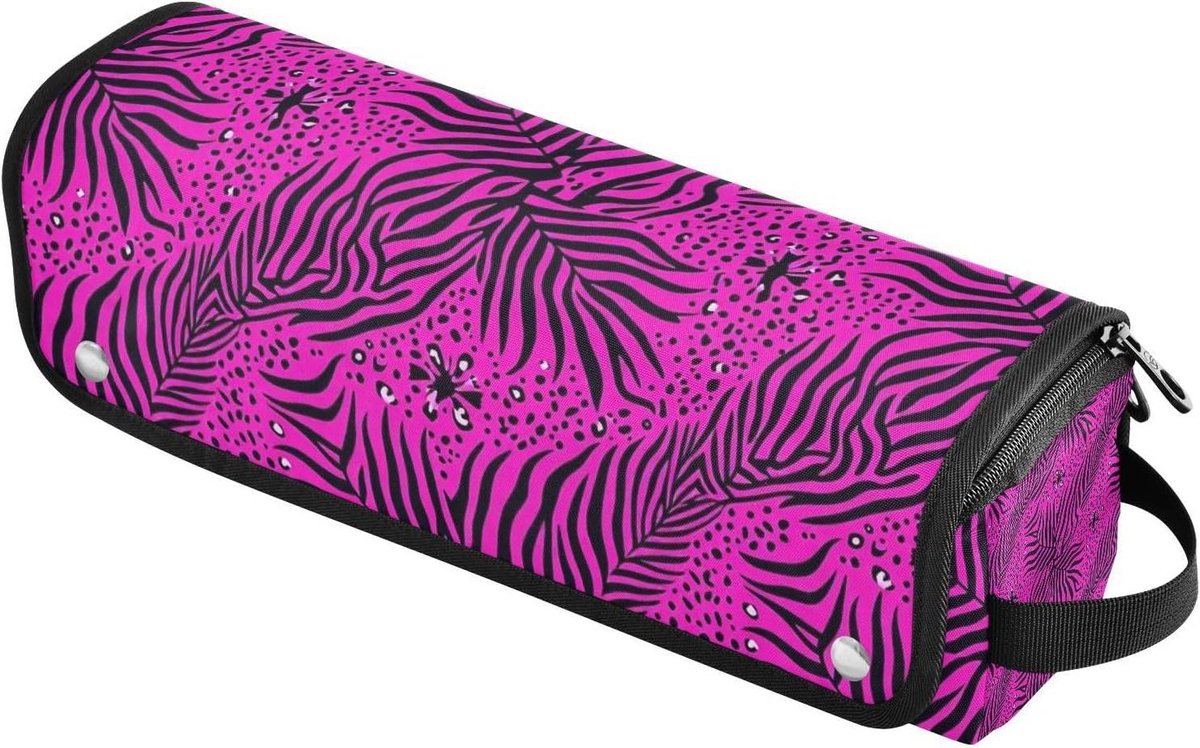 Haargereedschap Reistas - Stylingtool Organizer - Veilig Reizen - Hittebestendige Mat - 37 cm - Roze Luipaard