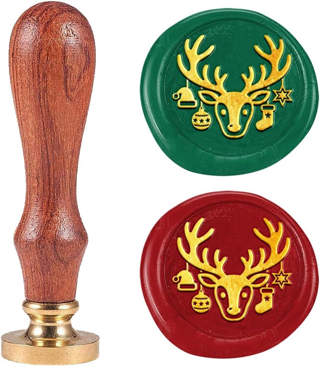 Hertenkop, waszegelstempel, vintage, zegelstempel, verwijderbaar, 2,5 cm, messing, zegelwas, kop met houten handvat, voor uitnodigingen, groet, wijn, geschenkverpakking
