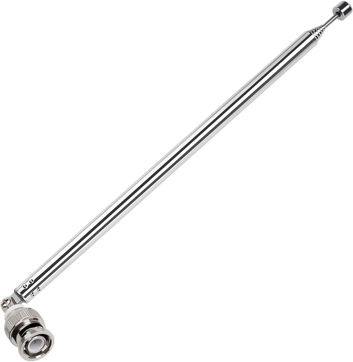 100cm 7 Secties Telescopische Antenne, FM Draagbare Radio Antenne Vervanging, Vervangende Telescopische Antenne, met BNC Connector, voor TV Radio DAB FM/AM Stereo Ontvangst