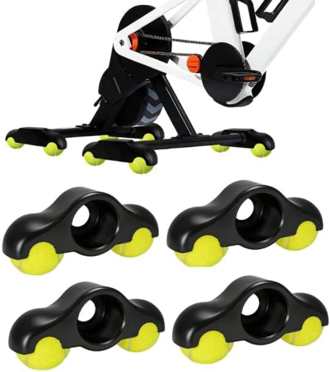 Plate Feet 4 stuks, indoor cycling snap rocker feet adapter voor Wahoo Kickr Core rollentrainer met 8 tennisballen, draagbare wipplaten-fietstrainer voor meer stabiliteit, comfort