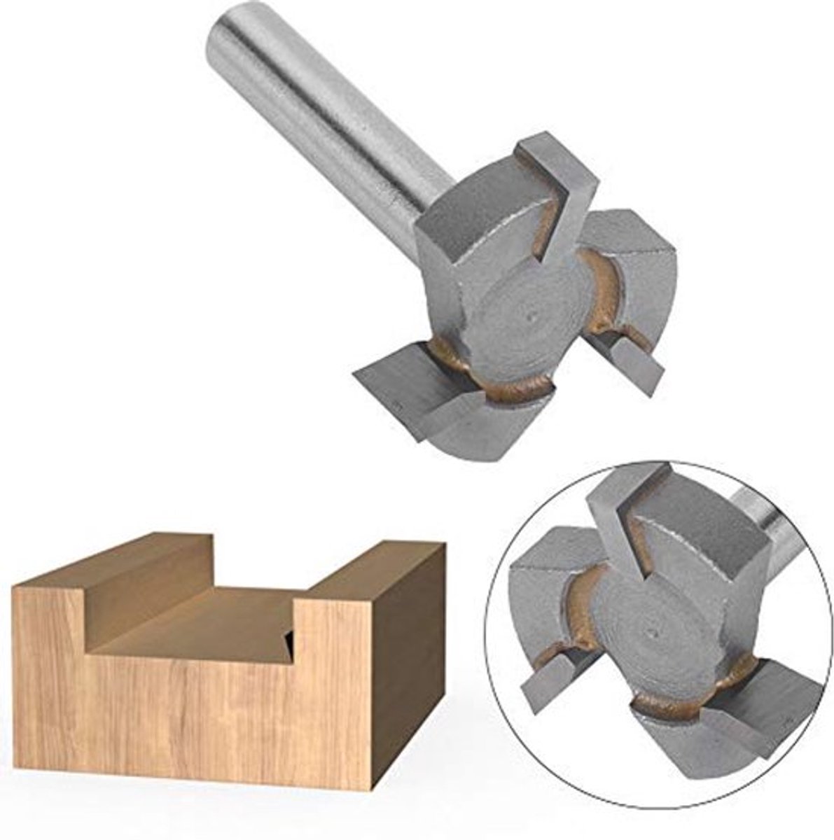 6mm Frees Bit 45# Koolstofstaal 3 Fluiten T Type Professionele Houtbewerking Gatopener Frees Frezen Snijgereedschap (6mm Schacht)
