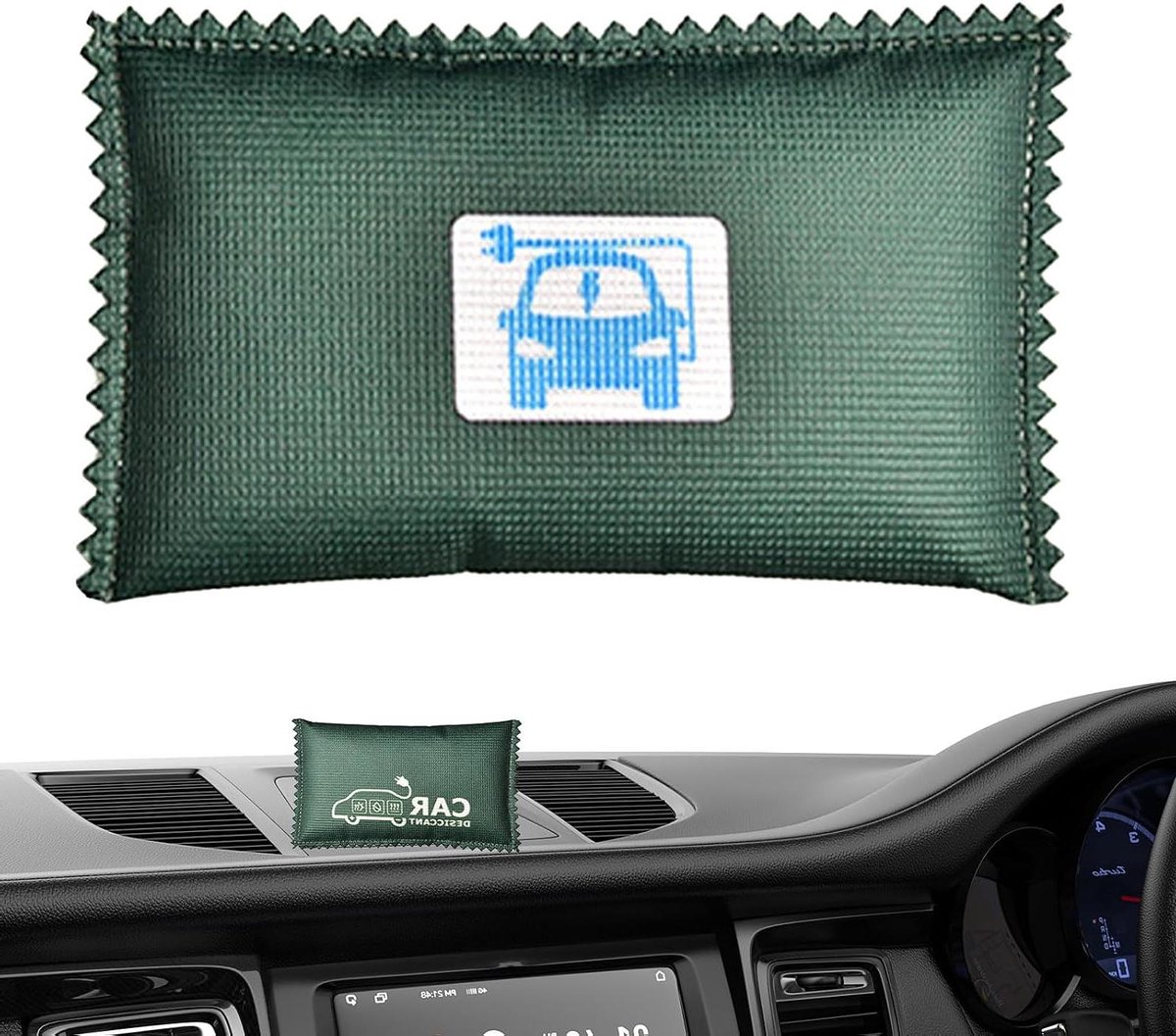 Auto Ontvochtiger Zakken - Vochtabsorberend Pakket - Voorkomt Beslaan - Kleurveranderende Indicator - 13x8 cm - Zwart