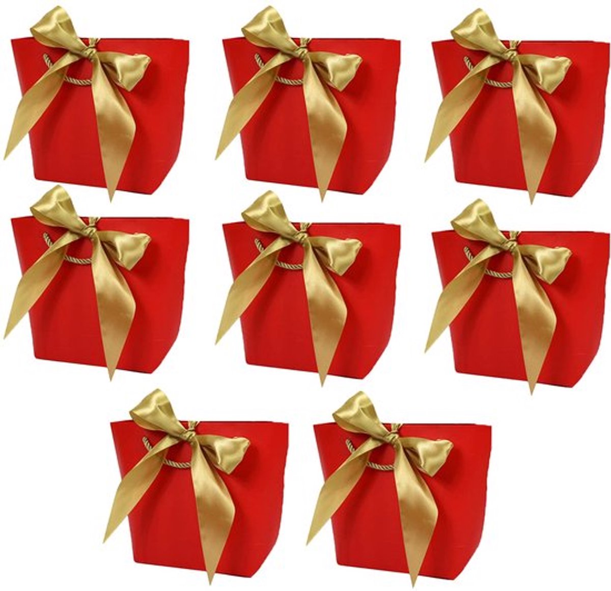 8 STKS Papieren Feestzakken Gift Zakken met Strik Lint en Handvatten, Cadeauzakjes voor Verjaardag, Bruiloft, Feestgunst, Present Wrap-Rood