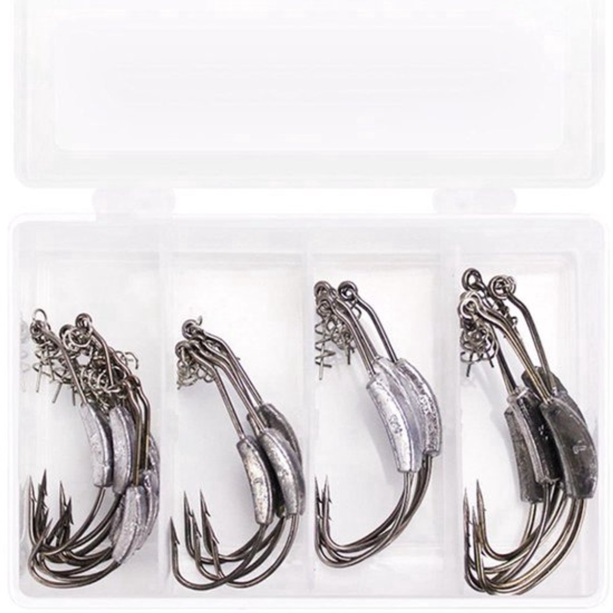 25Pcs/Box Gewogen Fish Hook - Zachte Plastic Worm Swimbait Haak voor Zoet- en Zoutwater Vissoorten