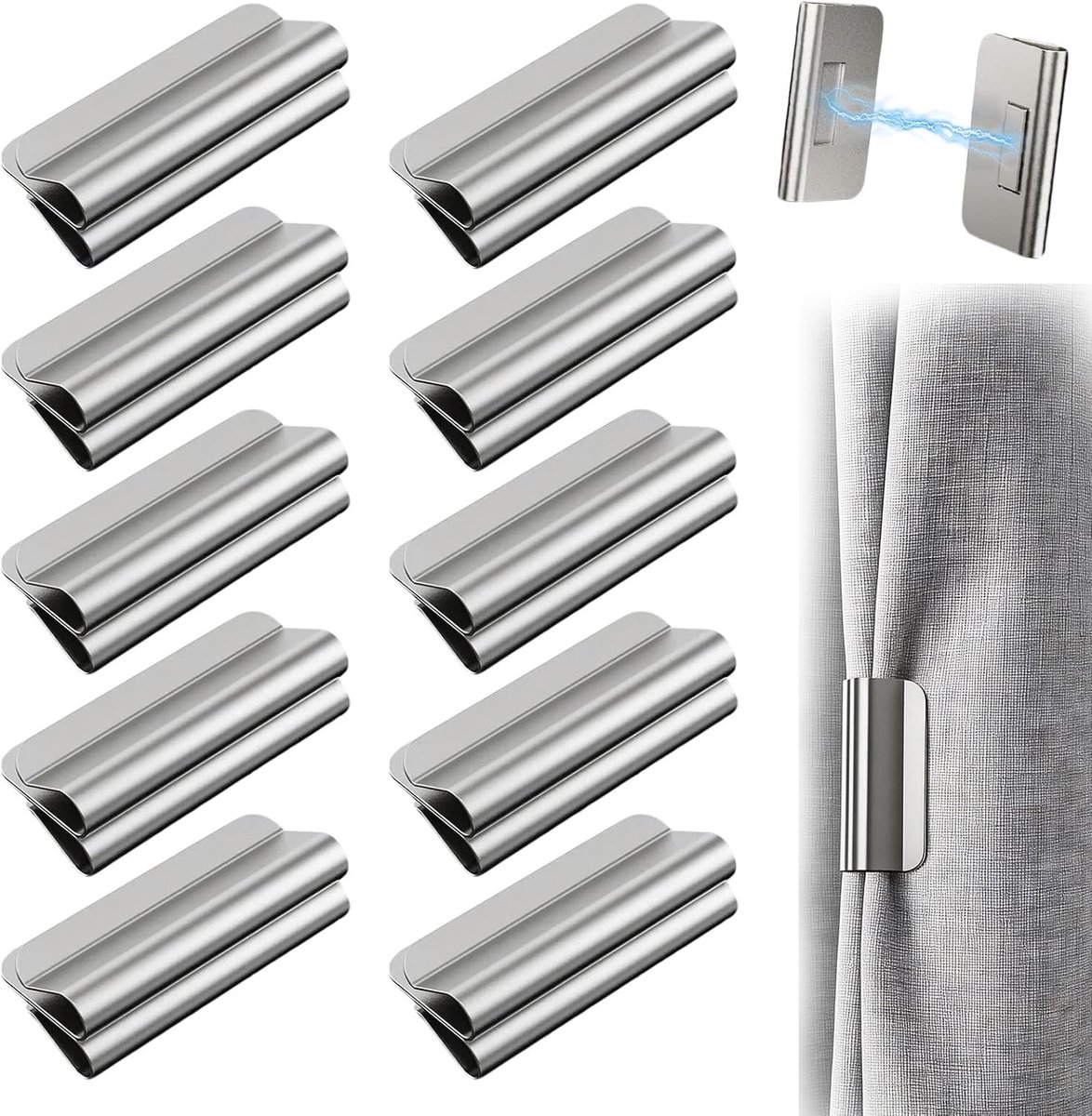Magnetische gordijnclips 10 paar - gordijnmagneetsluiting - sterke bevestiging - ideaal voor woonkamer - SnelShoppen