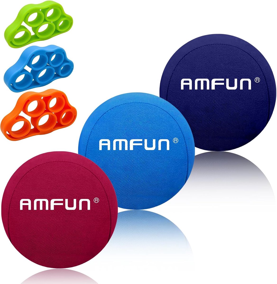 Stressbal 6 cm - set van 3 - met vingerversterker - ideaal voor stressvermindering - SnelShoppen