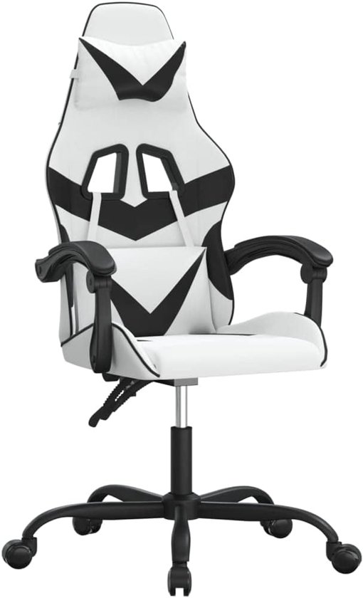 Gaming Stoel - Race Stoel - Comfortabel Spelen - Luxe Kunstleer - Inclusief Kussens - Wit Zwart — afbeelding 4
