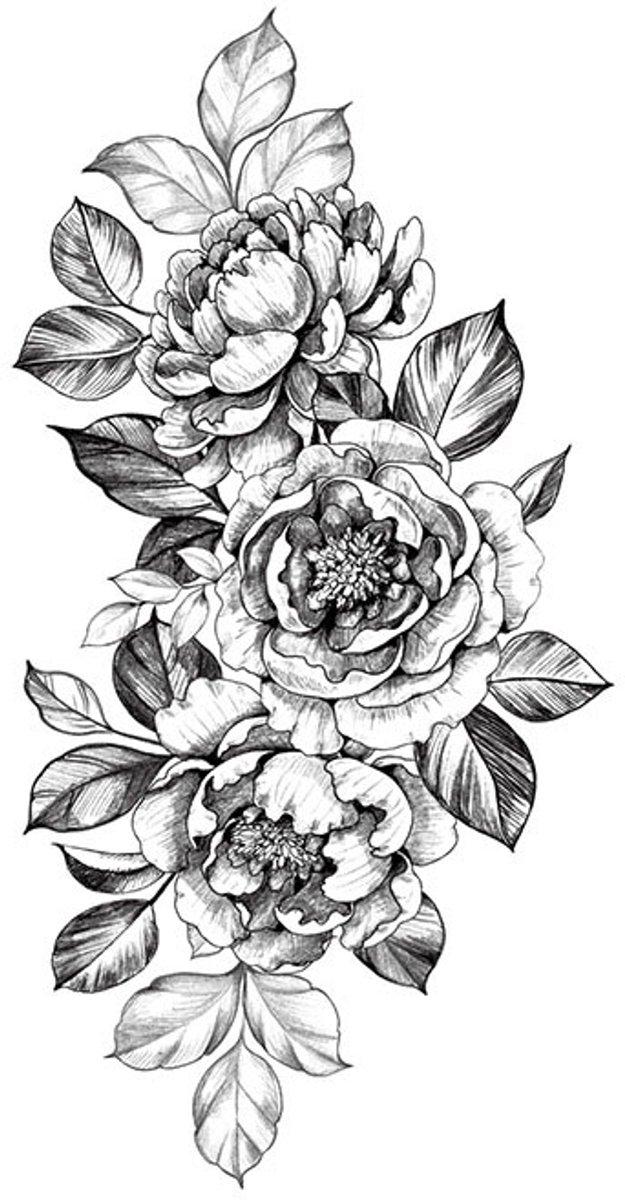 Tijdelijke tattoo bloemen peony 3 dagen