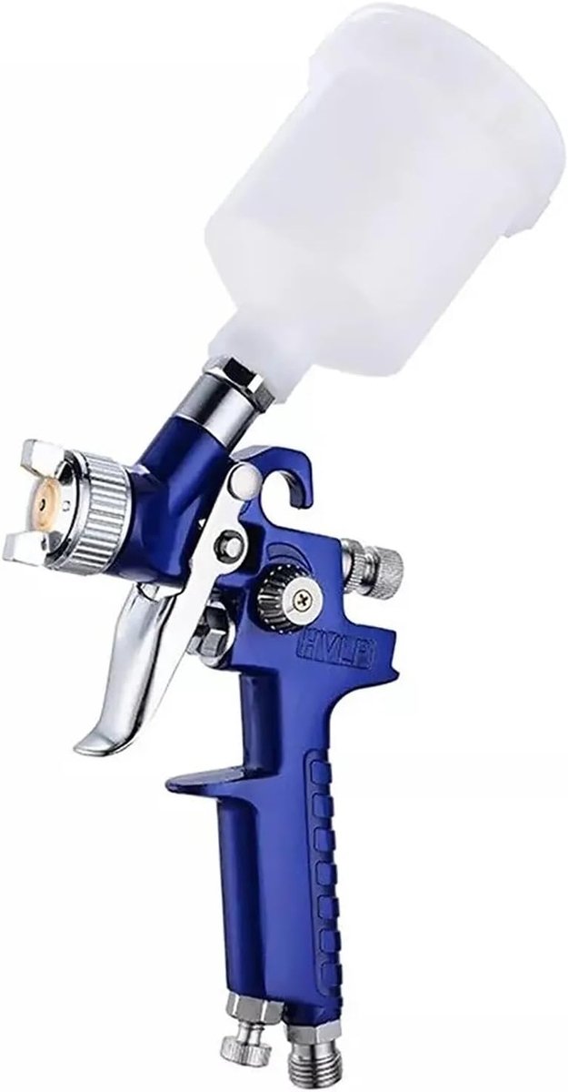 Mini HVLP spuitpistool 0.8 mm - roestvrijstalen mondstuk - laag druk - perfect voor meubels en muren - SnelShoppen