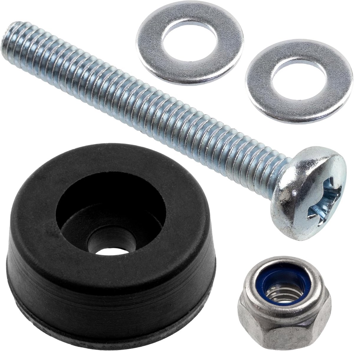 Meubelpootglijders set Ø17x7 mm - zwarte rubber - met schroeven en sluitringen - eenvoudig te monteren - SnelShoppen