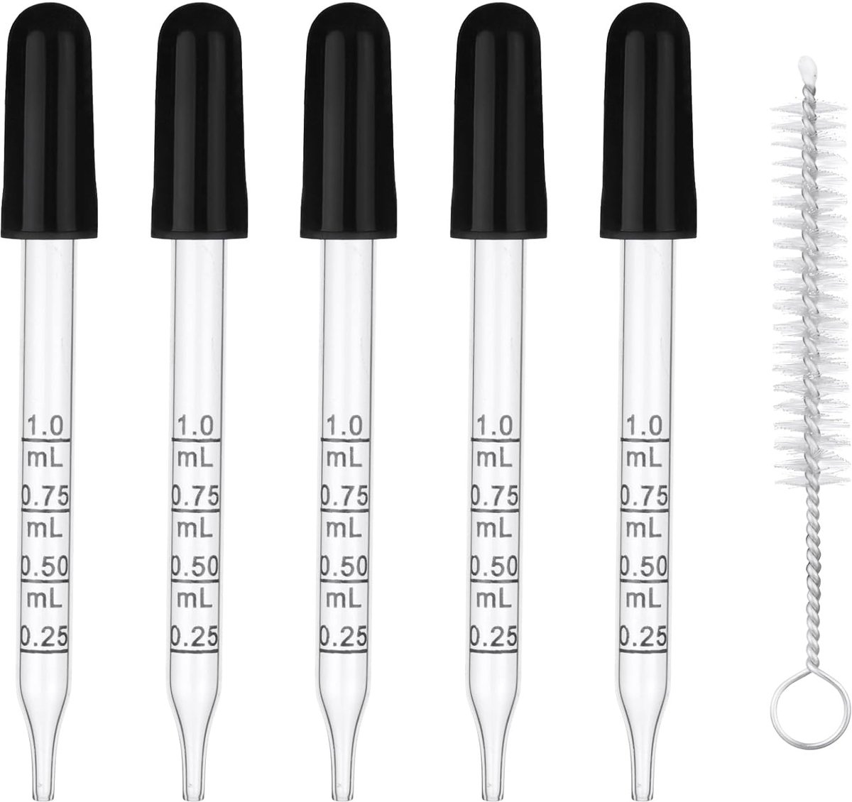 Glaspipet 1.0 ml - Pipette met rubberen kop - Inclusief maatstreepjes en reinigingsborstel - SnelShoppen