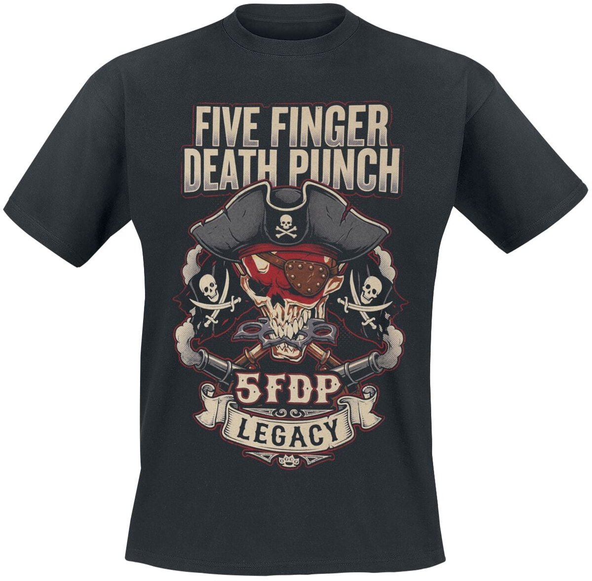 Five Finger Death Punch Jollyroger Heren T-shirt - zwart - XXL