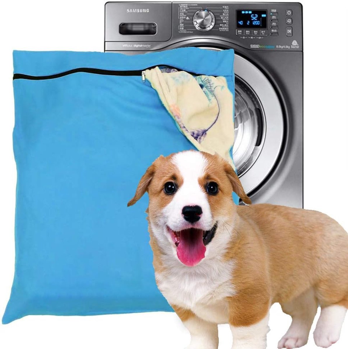 Hondenhaar waszak Jumbo - 100% polyester - YKK rits - Beschermt wasmachine - ShopVlot