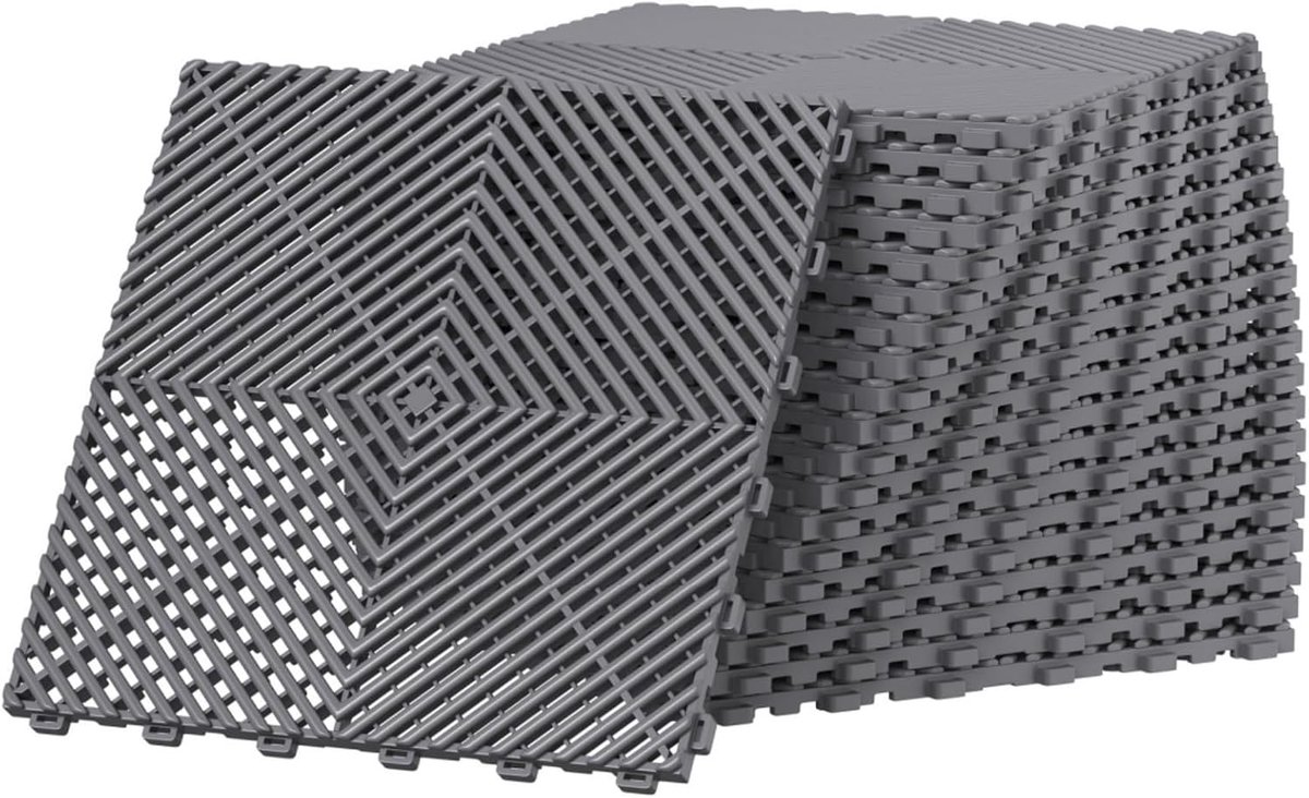 Garagevloer matten pack van 20 - 40 x 40 cm - PP materiaal - Hoge drukbestendigheid - Ideaal voor garage en buiten - ShopVlot