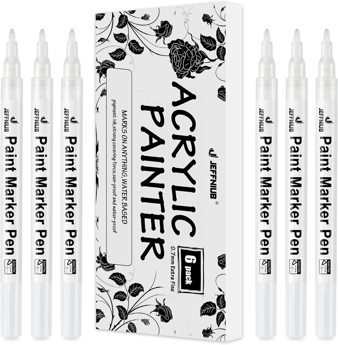 Permanente viltstiften wit - 0.7 mm fijne punt - waterdichte acrylverf markers - ideaal voor kunstwerken - ShopVlot