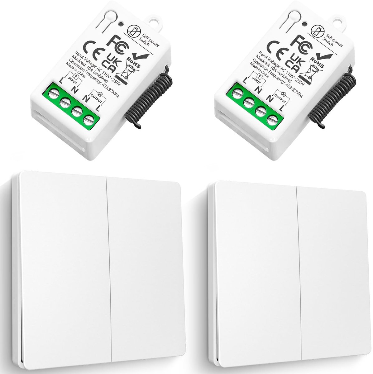 Draadloze Lichtschakelaar - Zelfopwekkende Schakelaar - 230V, 10A - 50 Meter Bereik - Eenvoudige Bediening - ShopVlot