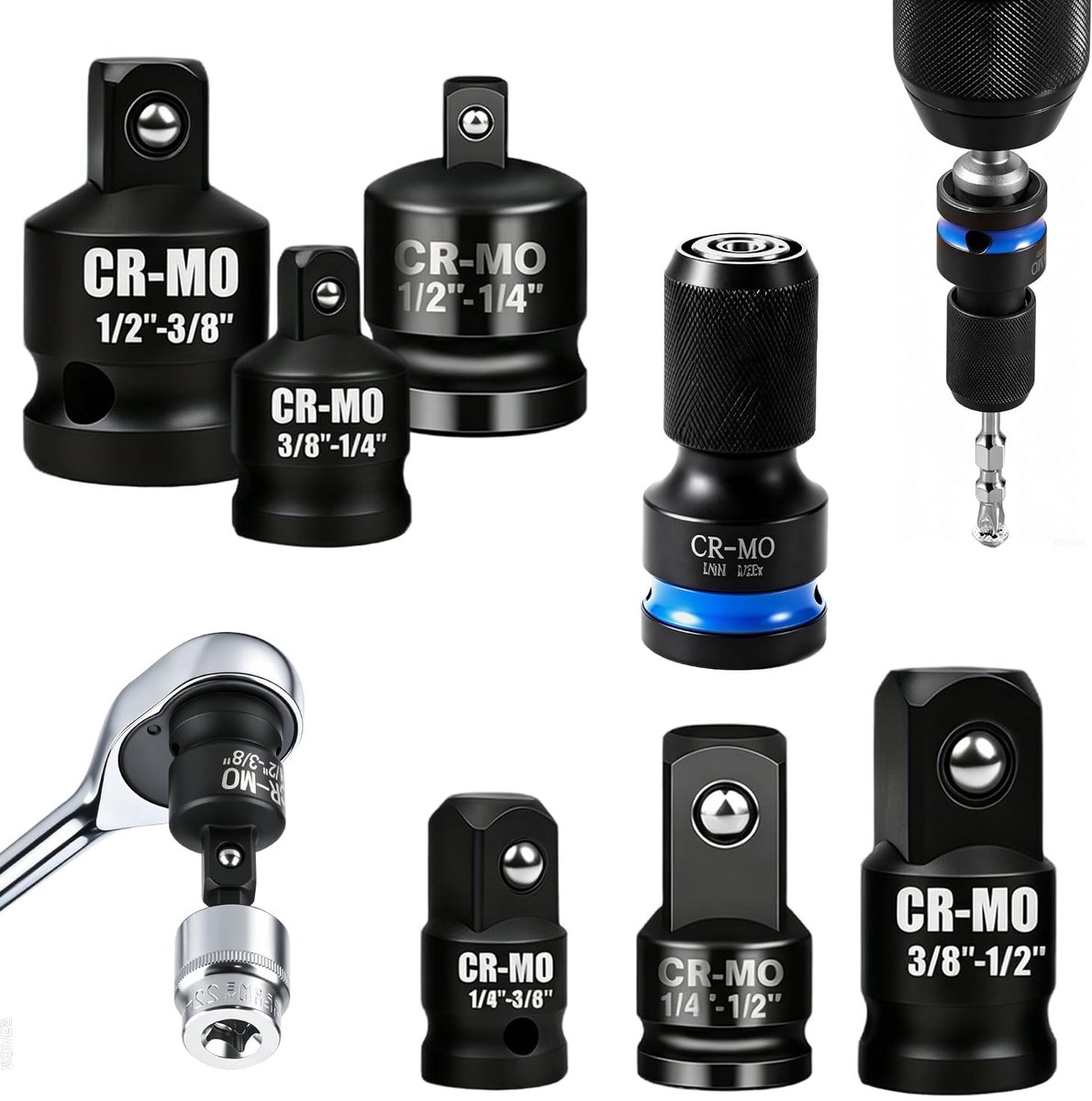 Adapter 3/8 naar 1/2 - chromen vanadium staal - rateladapter - ideaal voor autoreparaties - ShopVlot