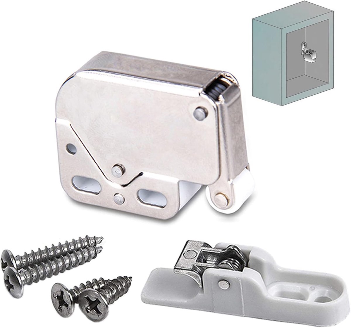 Mini Touch Latch - Wit - 8 Stuks - Voor het automatisch openen van keukenkastdeuren - ShopVlot