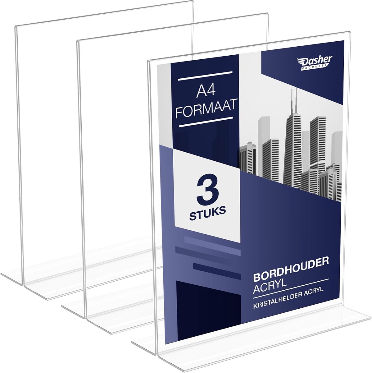 Acryl Schildhouder A4 - T-vormig Desk Stand - Dubbelzijdig - Perfect voor Menukaarten - ShopVlot