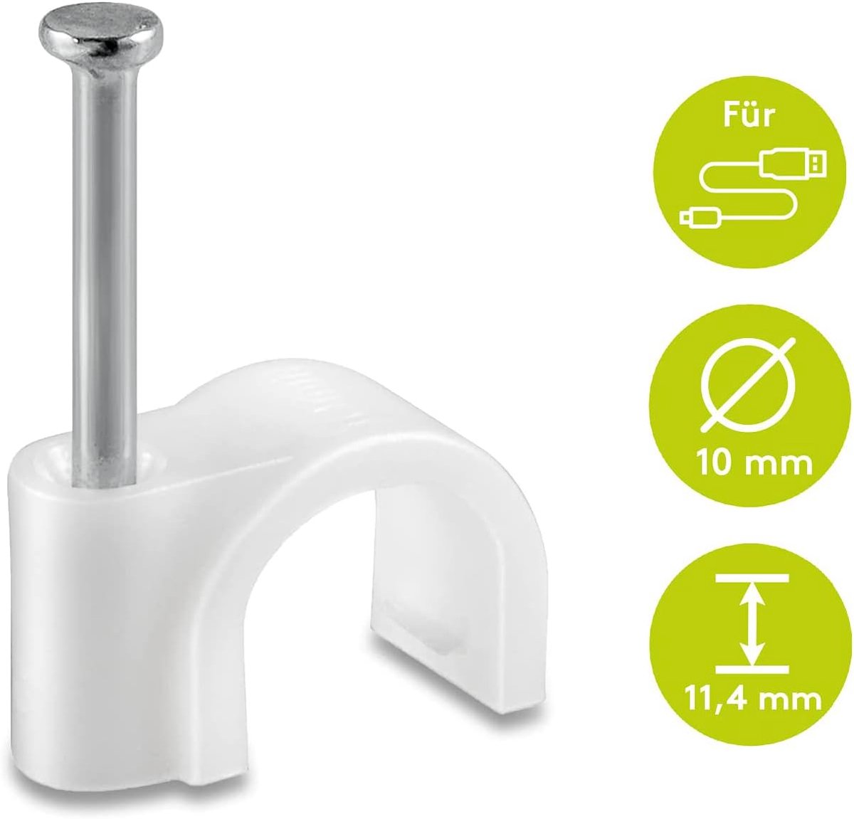 Kabelclips 100 stuks - Wit - Max. kabeldiameter 10 mm - Voor een nette kabelorganisatie - ShopVlot