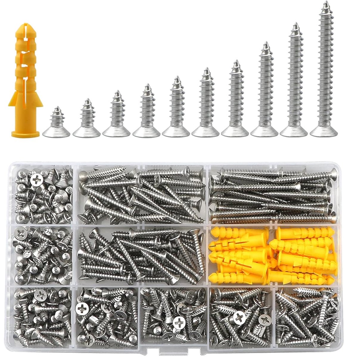 M4 zelftappende schroeven 380 countersunk - RVS - 10 verschillende maten - Ideaal voor houtverbindingen - ShopVlot