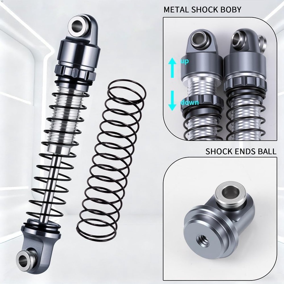 Schokdemper 28 mm RC - Olie gevulde metalen dempers - Upgrade voor 1/30 Axial SCX30 - Betrouwbare schokabsorptie - ShopVlot