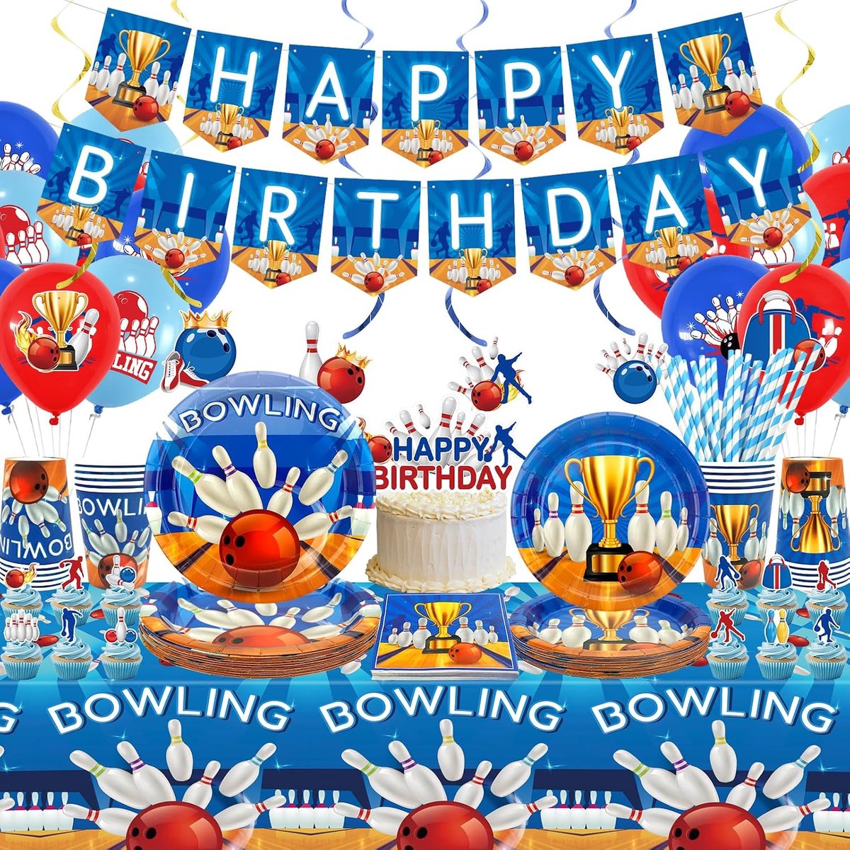 Bowling verjaardagspartij decoraties - set voor 20 personen - unieke bowling thema - perfect voor feest - ShopVlot