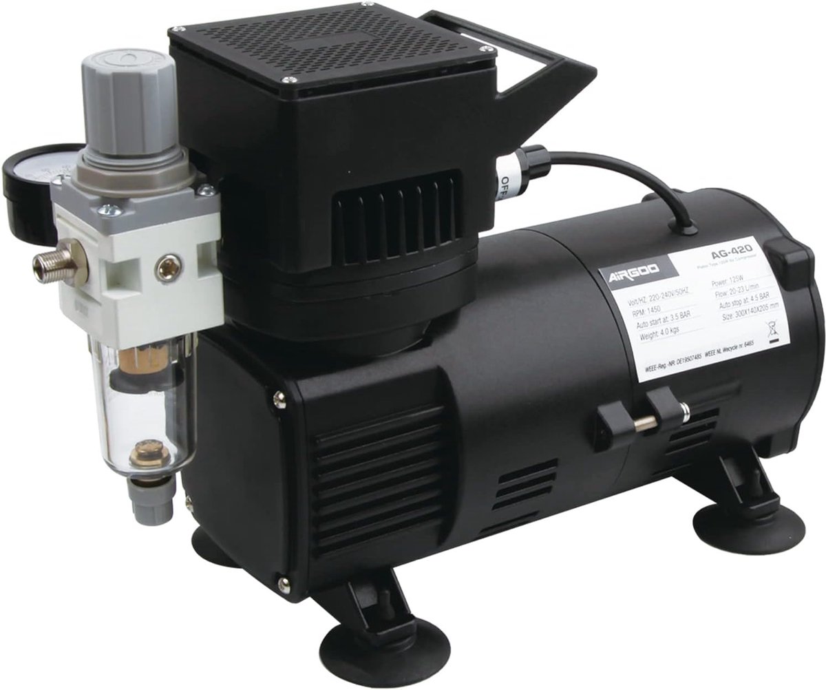 Airbrush compressor met dubbele koelfan - krachtige en stille werking - 3.5 bar druk - ShopVlot
