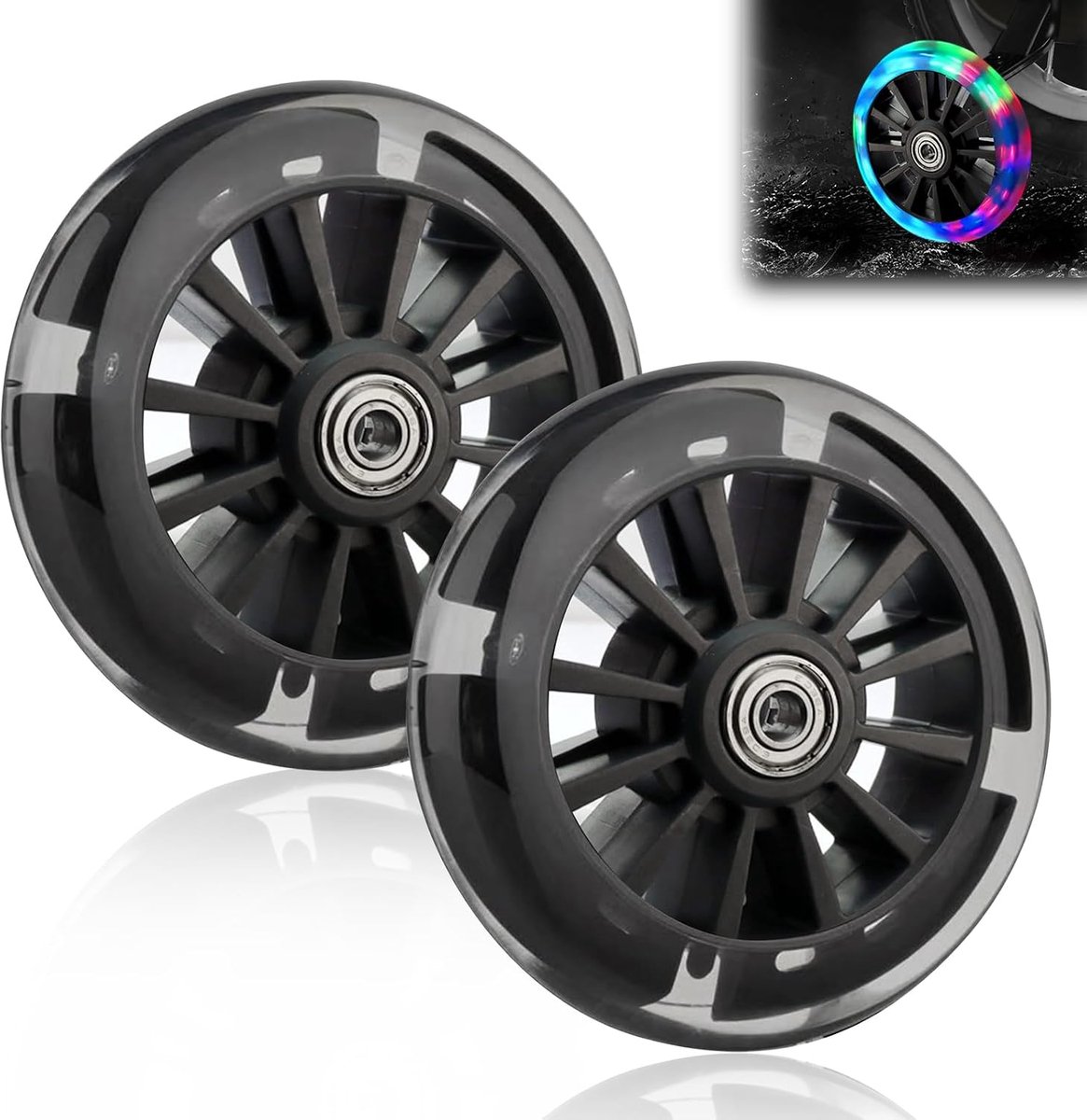 scooterwielen, 2 stuks reservewielen, 120 mm, ABEC-7 kogellagers, led-knipperlichten, voor meeste scooters