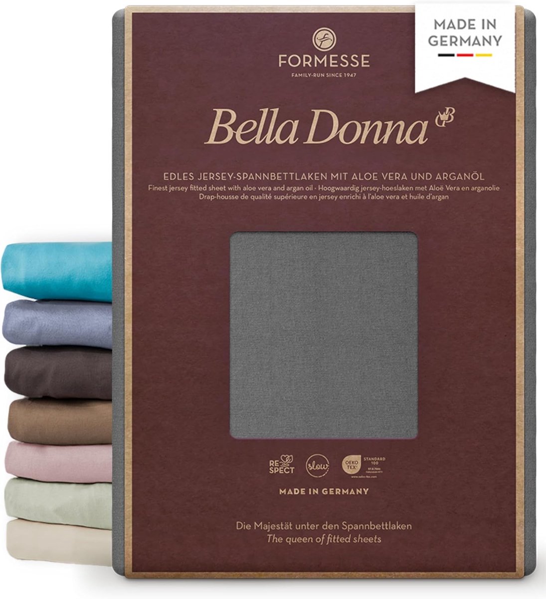 Fitted sheet Bella Donna Jersey 180-200 x 200-220 cm - licht antraciet - elastisch en zacht - SnelShoppen