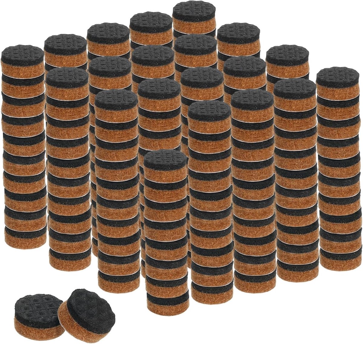 200 stuks meubelglijders van vilt en EVA, 2/5 inch (10 mm) ronde meubelglijders, zelfklevende meubelglijders, ter bescherming van tafel- en stoelpoten, bruin + zwart
