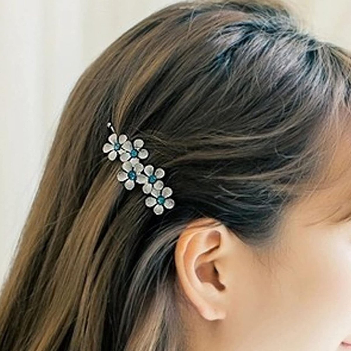 Bloem haarspeld Zwart Haarspeld Een woord Clip Strass Haarspeld Hoofddeksels Decoratieve Haarspelden Hoofddeksels Bruid Haaraccessoires Voor Vrouwen en Meisjes (zwart)