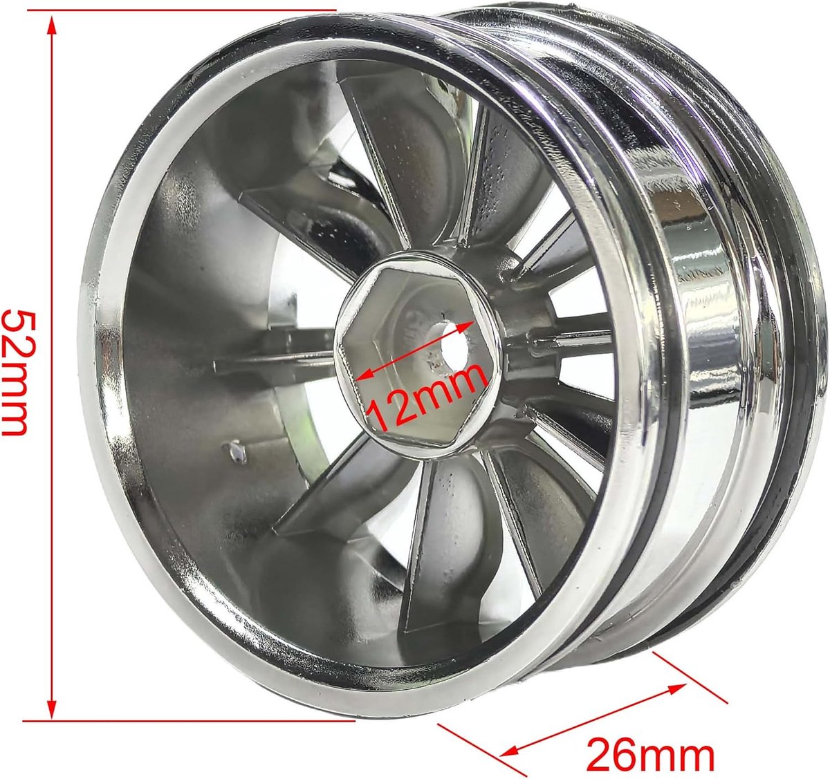 75 mm rubberen banden en kunststof wielen, RC banden en 10 spaken wielvelgen onderdelen voor 1/10 RC op de weg auto 1/16 RC Rallye Car HSP 94123 HPI Kyosho Tamiya (zwart)