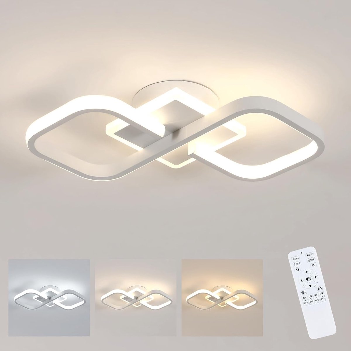 Moderne Dimbare LED Plafonnier 3000K-6500K, 40W 4500LM LED Woonkamer Plafondlamp met Afstandsbediening, Vierkant Design Plafondlamp voor Keuken Gang Woonkamer Slaapkamer