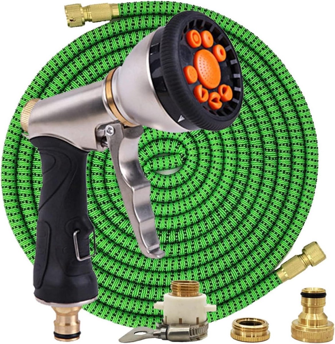 Tuinslang - Flexibele slang - Tuin water geven - Automatisch oprollend - 15 meter - Groen